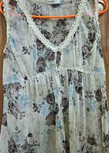 Vintage Floral Rosa Cheri Lace Mesh Vest Top