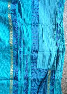 Beautiful Blue Saree with Intricate Patterns