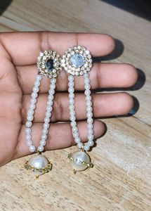 Pearl & Rhinestone Dangle Earrings