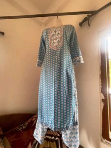 Blue Printed Kurta Set