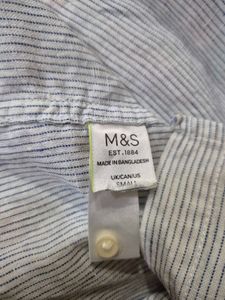 M&amp;S Pure Linen Striped Shirt Small