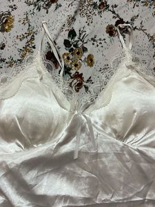 Satin Lace Trim Slip Dress