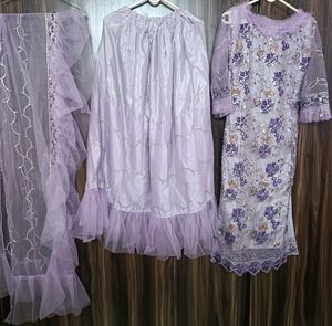 Lilac Embroidered Eid Dress Set