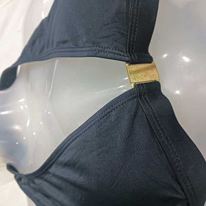 Black Halter 🪔Bikini Top with Gold Detail