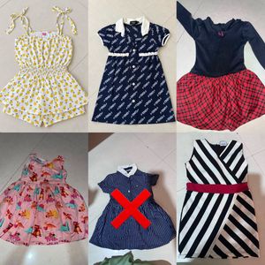 Pack of 5 Cute Girls Dresses & Romper Set