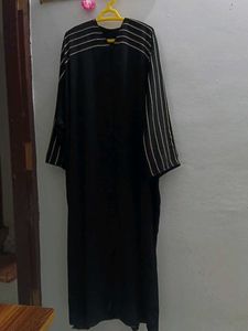 Elegant Black abhaya with white lines