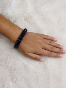 Elegant Black Beaded Bangles (Set of 2)