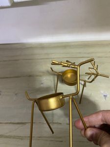 2 Golden Reindeer Shaped Candle Stand