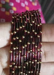 Burgundy & Gold Beaded Bangles