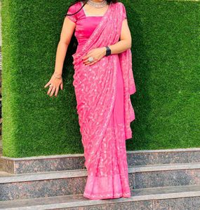 Pink Floral Saree