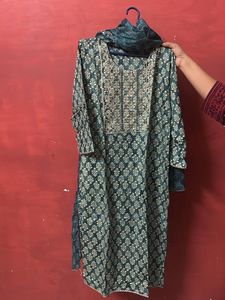 Green Printed Kurta Set with Dupatta