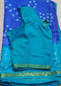 Beautiful Blue Bandhani Saree with Blouse