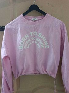 Pink Cropped "Born to Shine" Sweatshirt