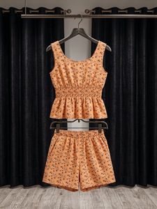 Cute Orange Floral Coord Set