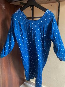 Blue Ethnic Dupatta with White Print
