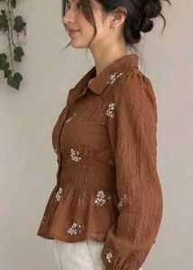 Brown Top peplum