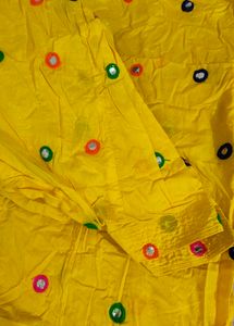 Yellow Mirror Work Kurta Set