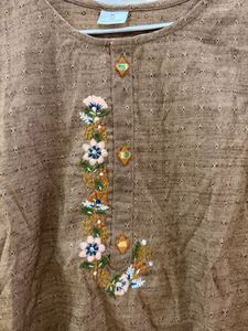 Embroidered Brown Kurta