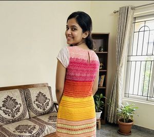 Vibrant Striped Knee-Length Dress