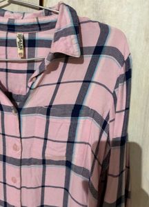 Pink Plain Button-Up Shirt