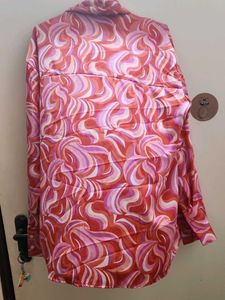 Retro Swirl Print Button-Up Shirt