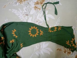 Green Kurta with Sunflower Print