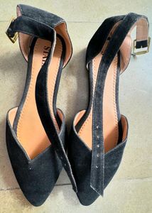 Velvet Black Suede Flats