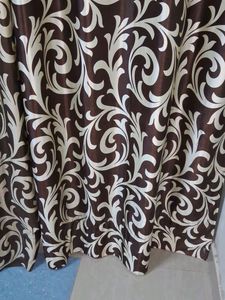 Door  🚪 Elegant Brown &amp; Cream Curtains of 1