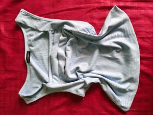Light Blue Striped Sleeveless Top