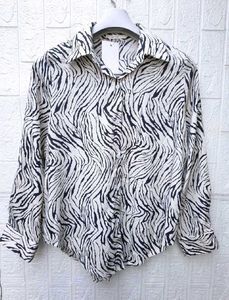 Korean Pintrest Stylish Zebra Print Button-Up Shir