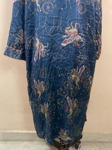 Blue Celestial Print Kimono Robe