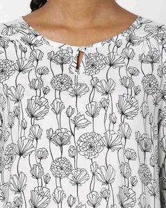 White &amp; Black Floral Printed Shift Dress | Casual
