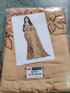 Golden brown Saree with Blouse Piece