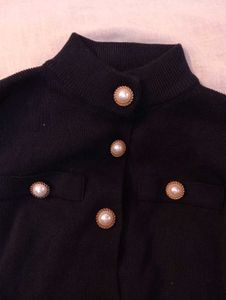 black Pearl Button Cardigan