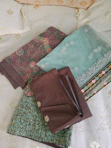 Embroidered lehenga with blouse and dupatta