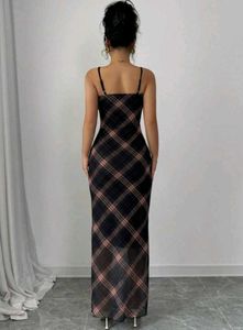 newme Chic Plaid Maxi Dress