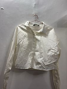 White Cropped Shirt with Embellishments