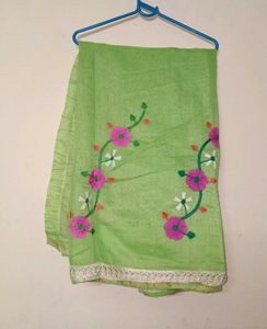 Vibrant Green Embroidered Saree