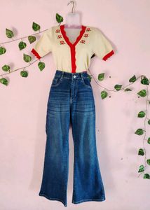 Women High Rise Bootcut Flared Denim Jeans