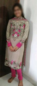 stitched chudidar printed suit with dupatta