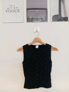 Sparkly Black Sleeveless Top