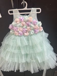 Kittens Party Wear Baby Girl Frock C Green