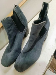 Gray Suede Ankle Boots