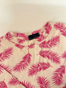 Pink Leaf Print Top