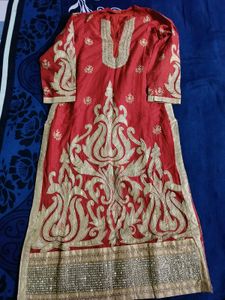 Embroidered Red Kurta
