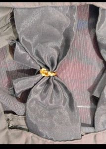 Elegant Grey Saree Blouse with Embellishments