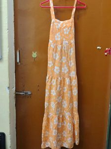 Beautiful Orange Floral Maxi Dress