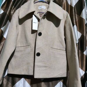 ONLY Beige Textured Cropped Jacket