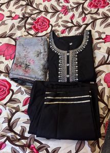 Elegant Black Kurta Set with Dupatta