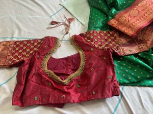 Embroidered Silk saree with blouse